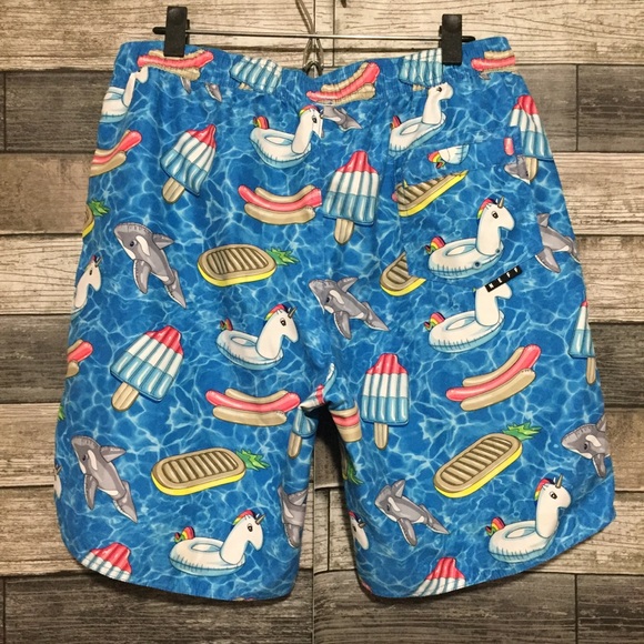Neff Drawstring Shorts Men’s L Blue (Inseam 9) Unicorn Whale Popsicle Print - Picture 6 of 11
